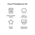 Cricut&reg; Printable Iron-On For Dark Fabrics - 8.5 in x 11 in (10 ct)